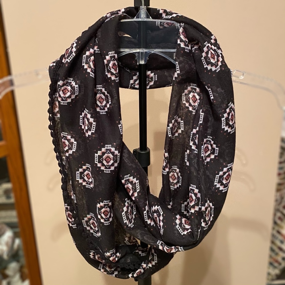 Black Aztec Infinity Scarf